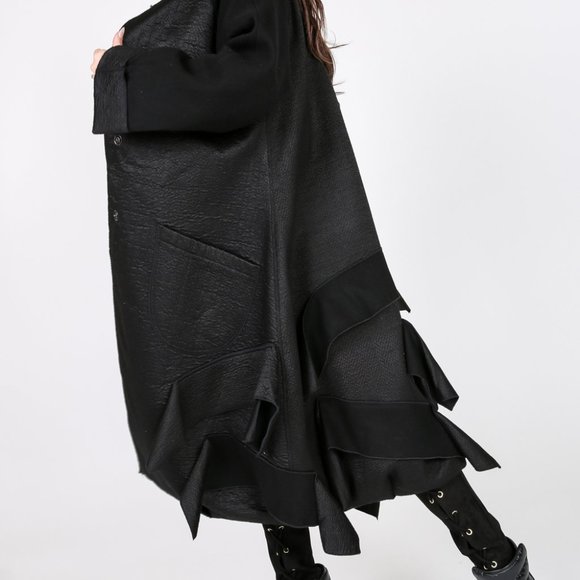 High Fashion Frill Flare Coat 7206OW - Picture 3 of 4